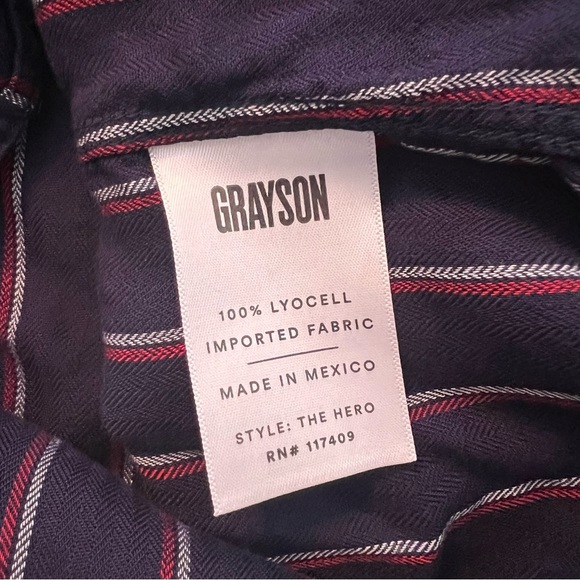 GRAYSON the Hero navy striped button down shirt - Picture 9 of 9